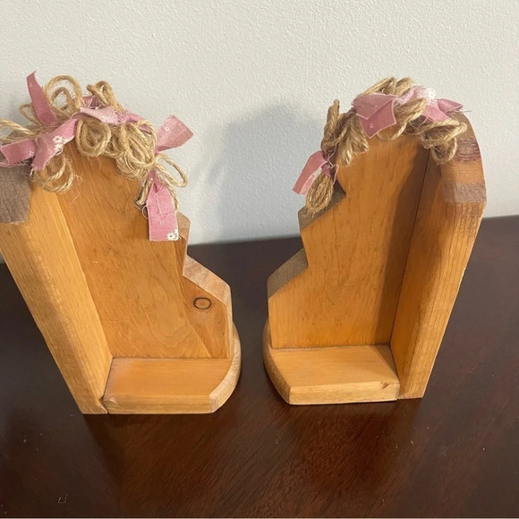 Handmade Wooden Bookends Little Girls - Picture 7 of 10